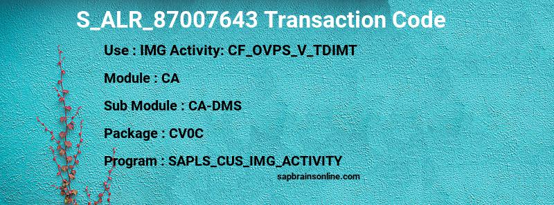 SAP S_ALR_87007643 transaction code
