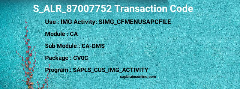 SAP S_ALR_87007752 transaction code