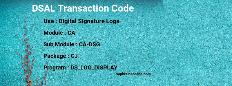 SAP DSAL transaction code