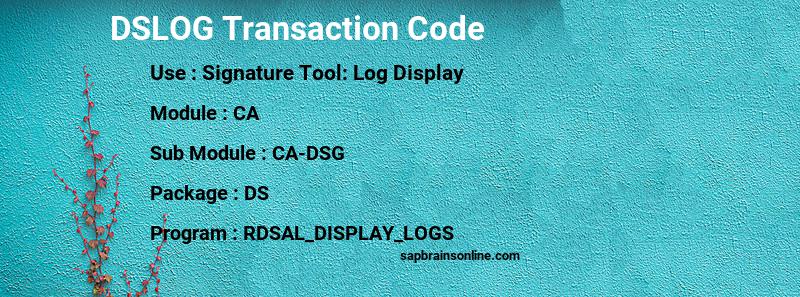 SAP DSLOG transaction code