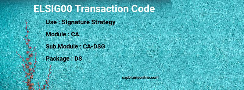 SAP ELSIG00 transaction code