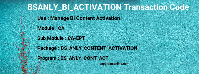 SAP BSANLY_BI_ACTIVATION transaction code