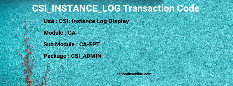 SAP CSI_INSTANCE_LOG transaction code