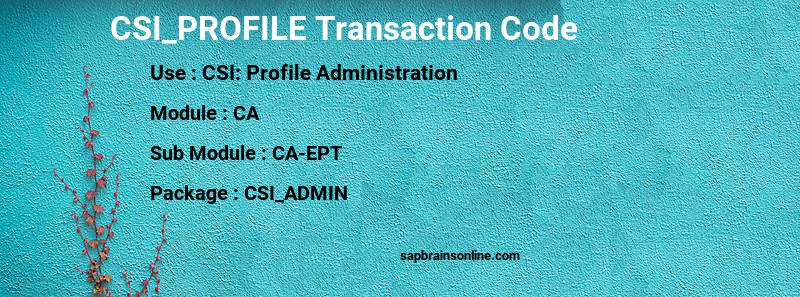 SAP CSI_PROFILE transaction code