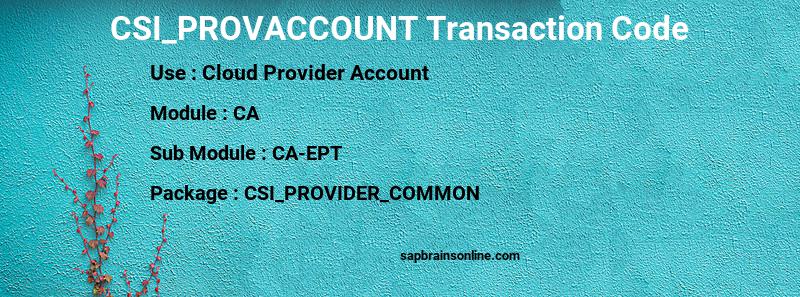 SAP CSI_PROVACCOUNT transaction code