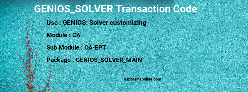SAP GENIOS_SOLVER transaction code