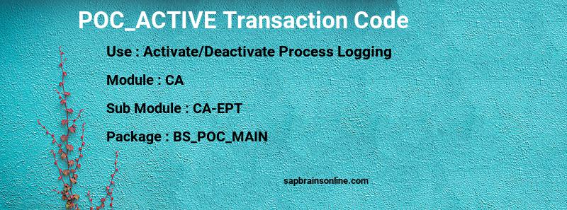 SAP POC_ACTIVE transaction code