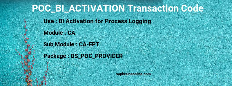 SAP POC_BI_ACTIVATION transaction code