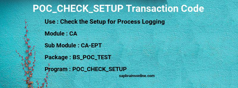 SAP POC_CHECK_SETUP transaction code