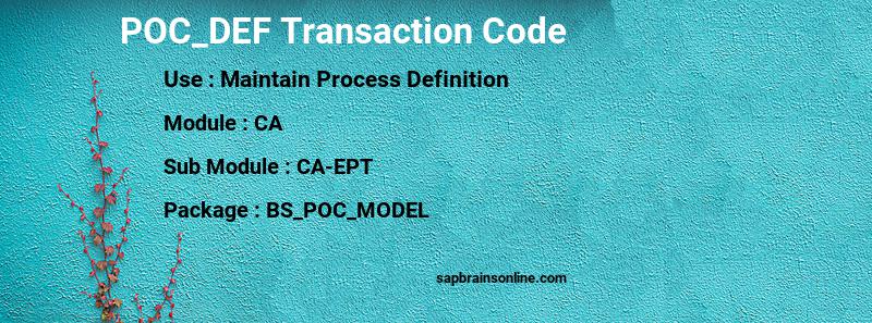 SAP POC_DEF transaction code