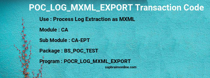 SAP POC_LOG_MXML_EXPORT transaction code