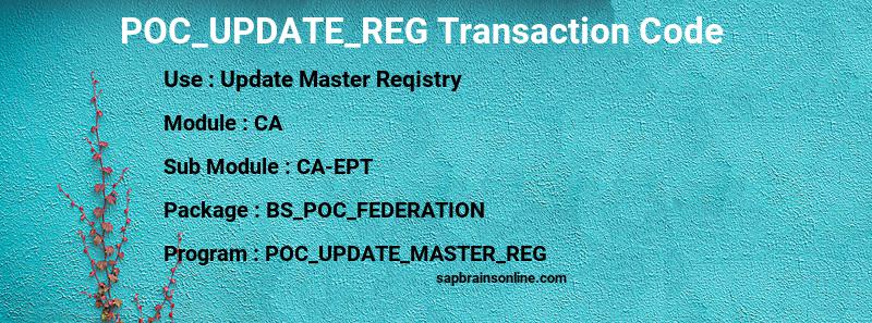 SAP POC_UPDATE_REG transaction code