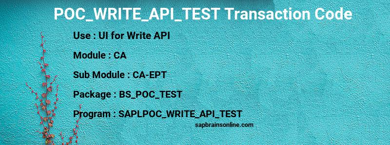 SAP POC_WRITE_API_TEST transaction code