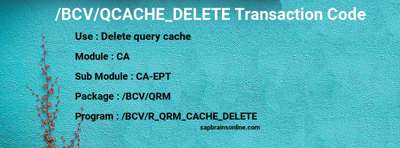 SAP /BCV/QCACHE_DELETE transaction code