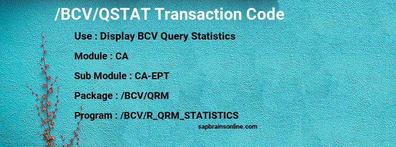 SAP /BCV/QSTAT transaction code