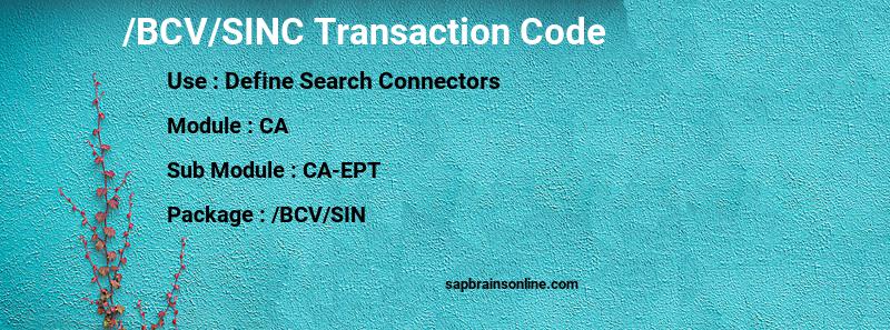 SAP /BCV/SINC transaction code
