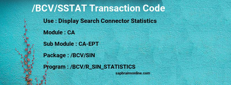 SAP /BCV/SSTAT transaction code