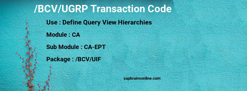 SAP /BCV/UGRP transaction code