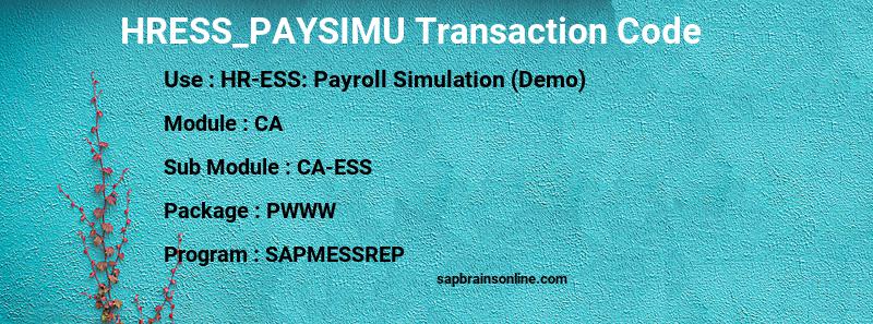 SAP HRESS_PAYSIMU transaction code