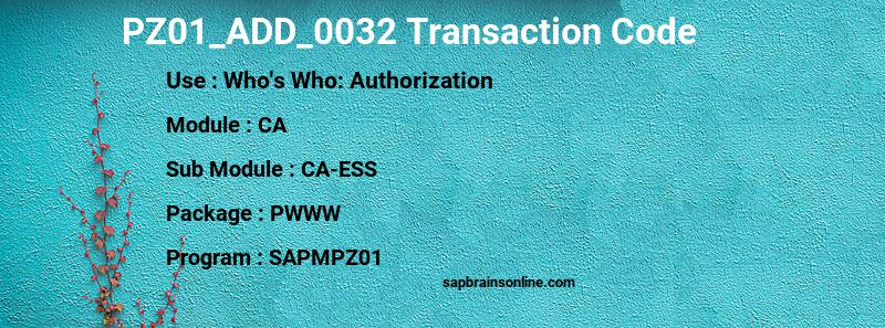 SAP PZ01_ADD_0032 transaction code