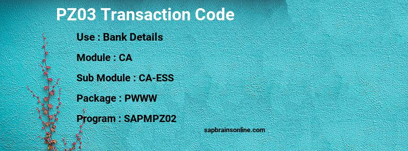 SAP PZ03 transaction code