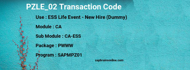 SAP PZLE_02 transaction code