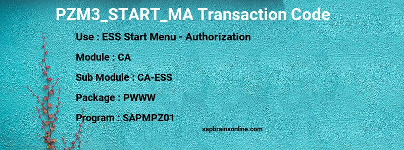 SAP PZM3_START_MA transaction code