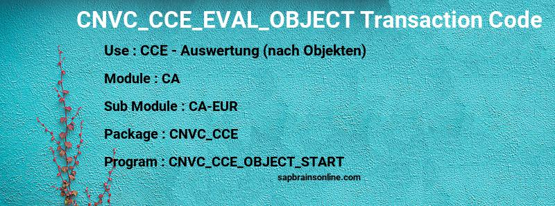 SAP CNVC_CCE_EVAL_OBJECT transaction code