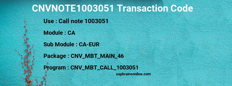 SAP CNVNOTE1003051 transaction code