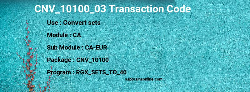 SAP CNV_10100_03 transaction code