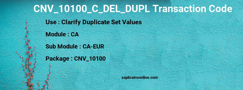 SAP CNV_10100_C_DEL_DUPL transaction code