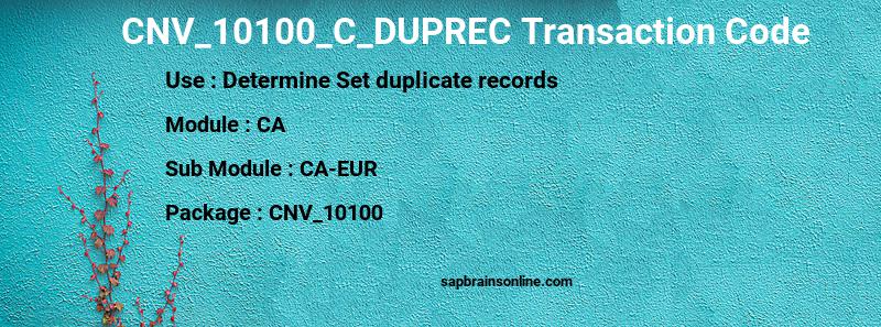 SAP CNV_10100_C_DUPREC transaction code