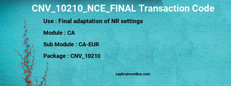 SAP CNV_10210_NCE_FINAL transaction code