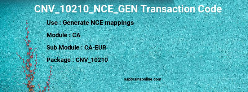 SAP CNV_10210_NCE_GEN transaction code