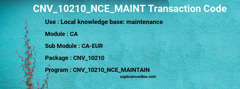 SAP CNV_10210_NCE_MAINT transaction code