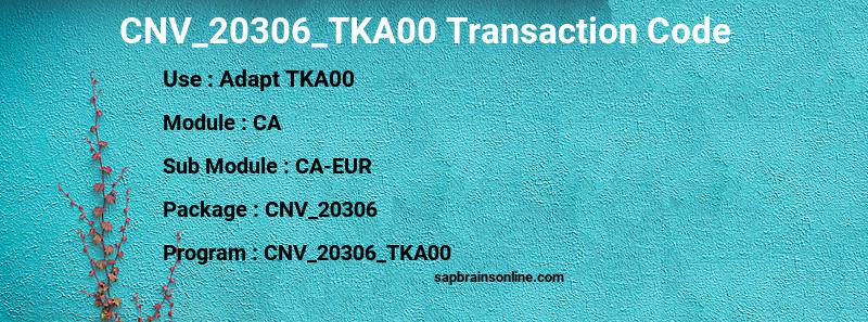 SAP CNV_20306_TKA00 transaction code