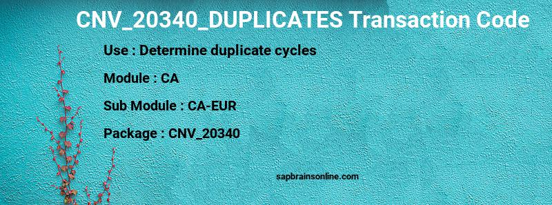 SAP CNV_20340_DUPLICATES transaction code