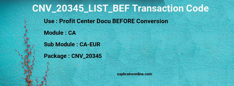 SAP CNV_20345_LIST_BEF transaction code