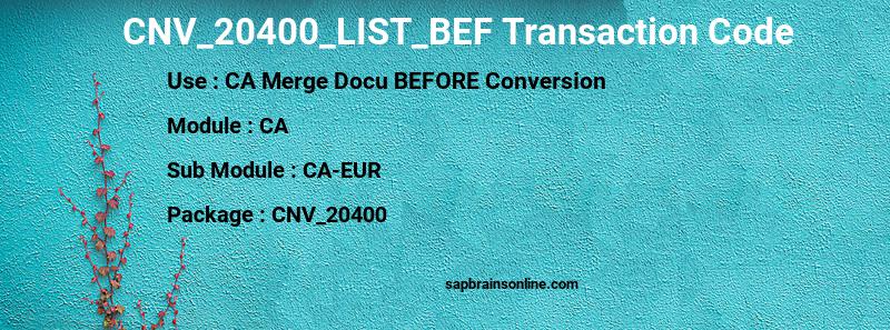 SAP CNV_20400_LIST_BEF transaction code