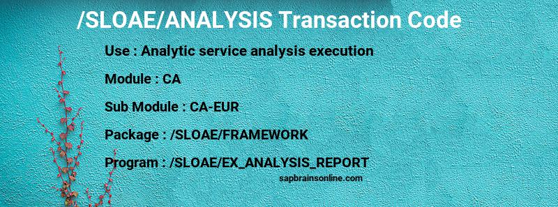SAP /SLOAE/ANALYSIS transaction code