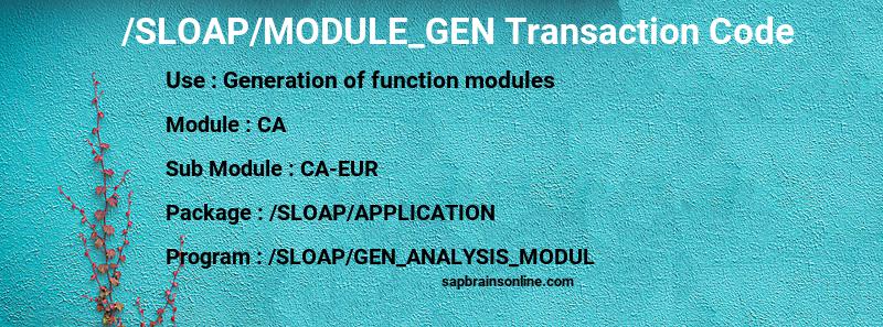 SAP /SLOAP/MODULE_GEN transaction code