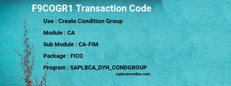 SAP F9COGR1 transaction code
