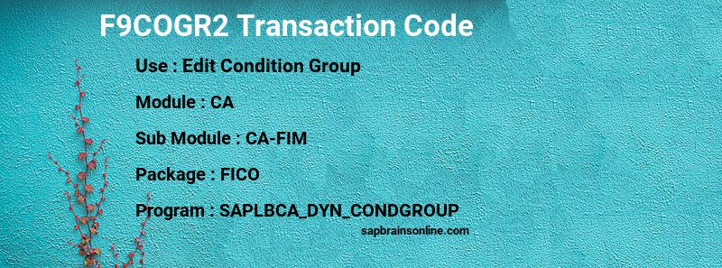 SAP F9COGR2 transaction code