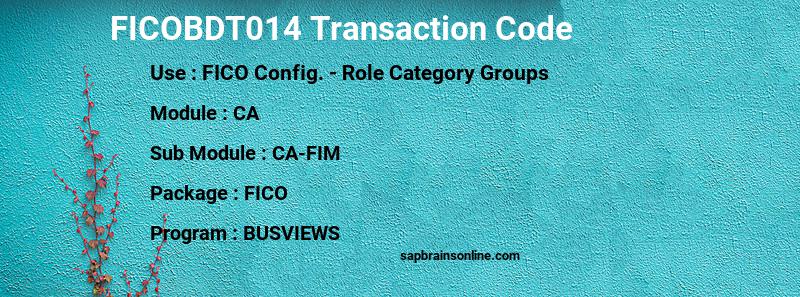 SAP FICOBDT014 transaction code