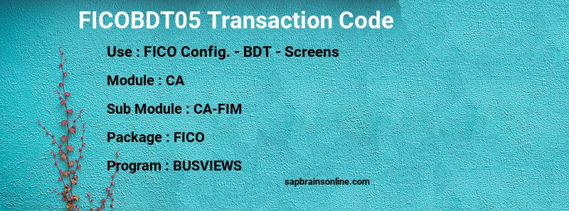 SAP FICOBDT05 transaction code