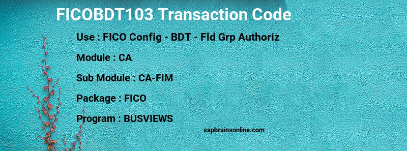 SAP FICOBDT103 transaction code