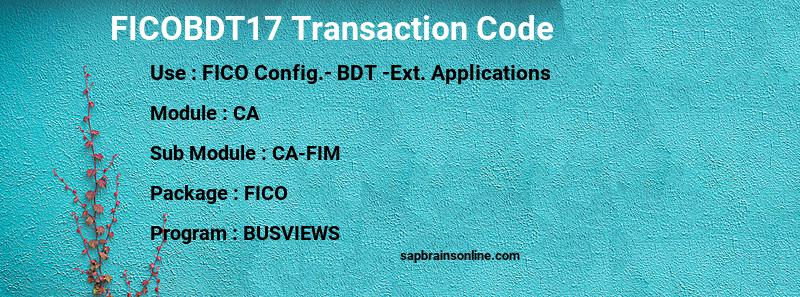 SAP FICOBDT17 transaction code