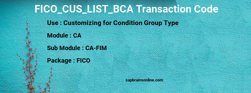 SAP FICO_CUS_LIST_BCA transaction code