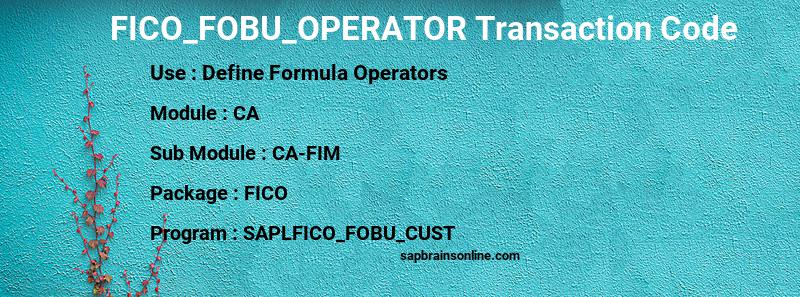 SAP FICO_FOBU_OPERATOR transaction code