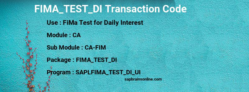 SAP FIMA_TEST_DI transaction code